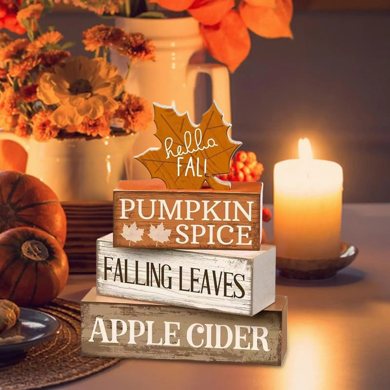 Fall Tiered Tray Decor Fall Table Centerpiece Decorations Wooden Maple Autumn Harvest Party Favors for Table Centerpiece