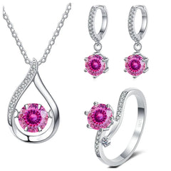Real 925 Silver Moissanite Jewelry Set  pendant necklace ring Stud Earrings Solitaire Pendant Necklace Set for Women Men Gift