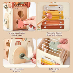Wooden Montessorri Toys Five-in-one Multifunctional Baby Toys Exercise Children's hand-eye Coordination Logic Imagination Space