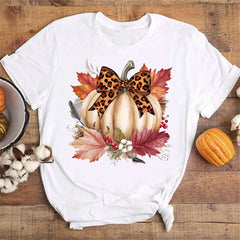 Fall Pumpkin Shirt Cute Fall Tee Women Cozy Thanksgiving Shirts Gift Autumn Tops Tee Women Fall Season T-shirts Clothes