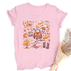 This Is Fall Season Women's Fall Shirt Pumpkin Season Women Short Sleeves Shirts Fashion Fall Harvest Female Tshirt Clothes
