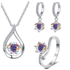 Real 925 Silver Moissanite Jewelry Set  pendant necklace ring Stud Earrings Solitaire Pendant Necklace Set for Women Men Gift