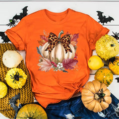 Fall Pumpkin Shirt Cute Fall Tee Women Cozy Thanksgiving Shirts Gift Autumn Tops Tee Women Fall Season T-shirts Clothes