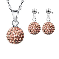 925 Sterling Silver Bridal Jewelry Sets Women Girls Wedding Gifts Austrian Crystal Paved CZ Disco Ball Necklace Hoop Earrings