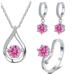 Real 925 Silver Moissanite Jewelry Set  pendant necklace ring Stud Earrings Solitaire Pendant Necklace Set for Women Men Gift