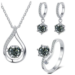 Real 925 Silver Moissanite Jewelry Set  pendant necklace ring Stud Earrings Solitaire Pendant Necklace Set for Women Men Gift
