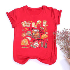 This Is Fall Season Women's Fall Shirt Pumpkin Season Women Short Sleeves Shirts Fashion Fall Harvest Female Tshirt Clothes