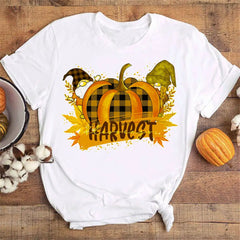 Fall Pumpkin Shirt Cute Fall Tee Women Cozy Thanksgiving Shirts Gift Autumn Tops Tee Women Fall Season T-shirts Clothes