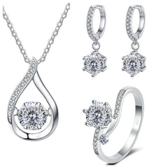 Real 925 Silver Moissanite Jewelry Set  pendant necklace ring Stud Earrings Solitaire Pendant Necklace Set for Women Men Gift