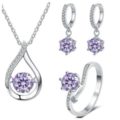 Real 925 Silver Moissanite Jewelry Set  pendant necklace ring Stud Earrings Solitaire Pendant Necklace Set for Women Men Gift