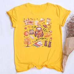 This Is Fall Season Women's Fall Shirt Pumpkin Season Women Short Sleeves Shirts Fashion Fall Harvest Female Tshirt Clothes