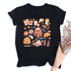 This Is Fall Season Women's Fall Shirt Pumpkin Season Women Short Sleeves Shirts Fashion Fall Harvest Female Tshirt Clothes