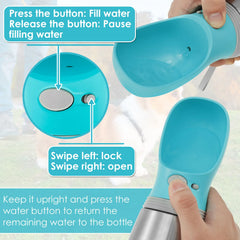 700ML Dog Water Bottle Portable Pet Water Dispenser with Drinking Feeder Outdoor Leak Proof Puppy Drinking Container for Travel