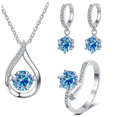 Real 925 Silver Moissanite Jewelry Set  pendant necklace ring Stud Earrings Solitaire Pendant Necklace Set for Women Men Gift