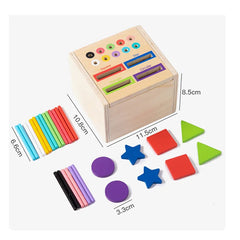 Wooden Montessori Education Toys For Toddler 2 in 1 Toy Shape Matching Fine Motor Sensory Toy Kids Count Puzzle Gifts