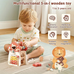 Wooden Montessorri Toys Five-in-one Multifunctional Baby Toys Exercise Children's hand-eye Coordination Logic Imagination Space
