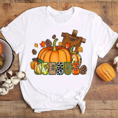 Fall Pumpkin Shirt Cute Fall Tee Women Cozy Thanksgiving Shirts Gift Autumn Tops Tee Women Fall Season T-shirts Clothes