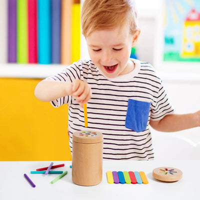 Wooden Montessori Education Toys For Toddler 2 in 1 Toy Shape Matching Fine Motor Sensory Toy Kids Count Puzzle Gifts