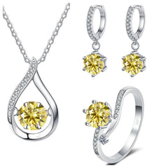 Real 925 Silver Moissanite Jewelry Set  pendant necklace ring Stud Earrings Solitaire Pendant Necklace Set for Women Men Gift