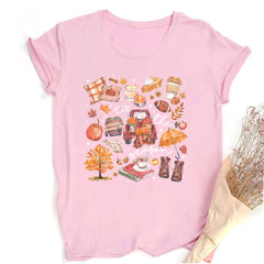 This Is Fall Season Women's Fall Shirt Pumpkin Season Women Short Sleeves Shirts Fashion Fall Harvest Female Tshirt Clothes