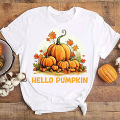 Fall Pumpkin Shirt Cute Fall Tee Women Cozy Thanksgiving Shirts Gift Autumn Tops Tee Women Fall Season T-shirts Clothes