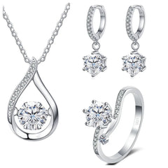 Real 925 Silver Moissanite Jewelry Set  pendant necklace ring Stud Earrings Solitaire Pendant Necklace Set for Women Men Gift