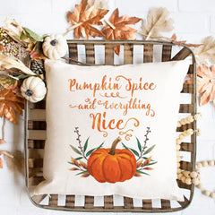 Fall Couch Cover Autumn Cushion Pumpkin Spice and Everything Nice Fall Home Decor Boho Autumn Pillowcover Fall Flowers Cushion