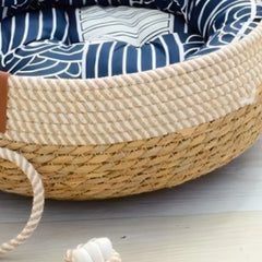 Vine Woven Cat Bed Pet Bed All-weather Comfortable Sleep 35/40cm Cat Bed Circular Cat House Puppy Bed Home Pet Supplies