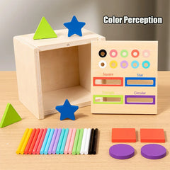 Wooden Montessori Education Toys For Toddler 2 in 1 Toy Shape Matching Fine Motor Sensory Toy Kids Count Puzzle Gifts